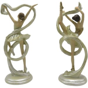 Clayre & Eef 6PR4817 Decoration Ballerina (Set of 2) 9x6x18 cm Beige - Gold Coloured