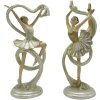 Clayre & Eef 6PR4817 Decoration Ballerina (Set of 2) 9x6x18 cm Beige - Gold Coloured