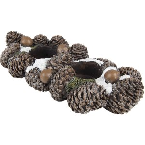 Clayre & Eef 6PR4819 Tea Light Holder Pine Cone 27x11x6 cm Brown Candle Holder