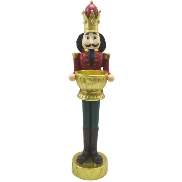 Clayre & Eef 6PR4835 Decoration Nutcracker 9x7x30 cm Red - Gold Coloured