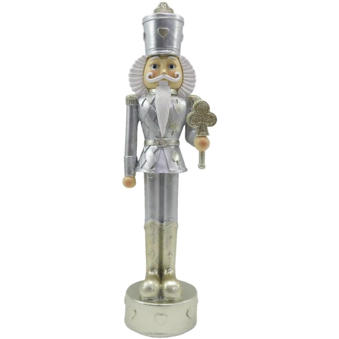 Clayre & Eef 6PR4839 Decoration Nutcracker 6x6x24 cm Silver-coloured - White