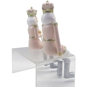 Clayre & Eef 6PR4845 Decoration Nutcracker (Set of 2) 6x6x12-21 cm Pink - White