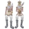 Clayre & Eef 6PR4845 Decoration Nutcracker (Set of 2) 6x6x12-21 cm Pink - White