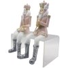 Clayre & Eef 6PR4845 Decoration Nutcracker (Set of 2) 6x6x12-21 cm Pink - White