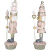 Clayre & Eef 6PR4855 Decoration Nutcracker (Set of 2) 8x6x23 cm Pink - White