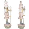 Clayre & Eef 6PR4855 Decoration Nutcracker (Set of 2) 8x6x23 cm Pink - White