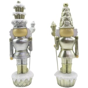 Clayre & Eef 6PR4856 Decoration Nutcracker (Set of 2) 8x6x23 cm Gold-coloured