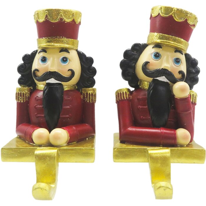 Clayre & Eef 6PR4858 Christmas Stocking Holder Nutcracker (Set of 2) 7x6x12 cm