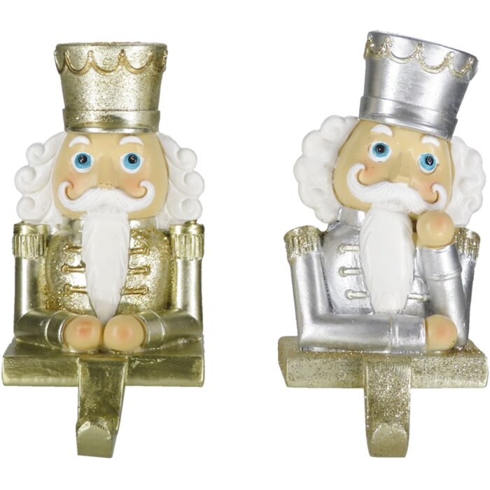 Clayre & Eef 6PR4860 Christmas Stocking Holder Nutcracker (Set of 2) 7x6x12 cm