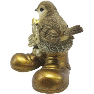 Clayre & Eef 6PR4865 Decoration Bird 10x7x9 cm Gold Coloured