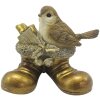 Clayre & Eef 6PR4865 Decoration Bird 10x7x9 cm Gold Coloured