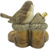 Clayre & Eef 6PR4865 Decoration Bird 10x7x9 cm Gold Coloured