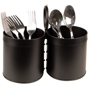 Clayre & Eef 6Y4943 Cutlery Holder 22x11x21 cm Black