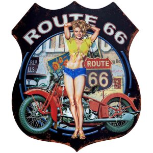 Clayre & Eef 6Y5001 Text Sign 30x1x35 cm Route 66