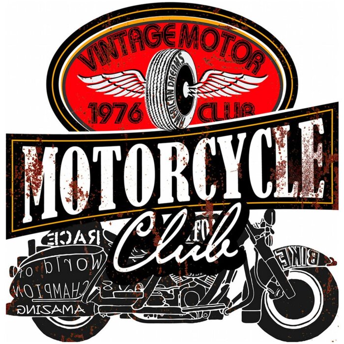 Clayre & Eef 6Y5078 Text Sign 49x1x50 cm Black Motorcycle Club