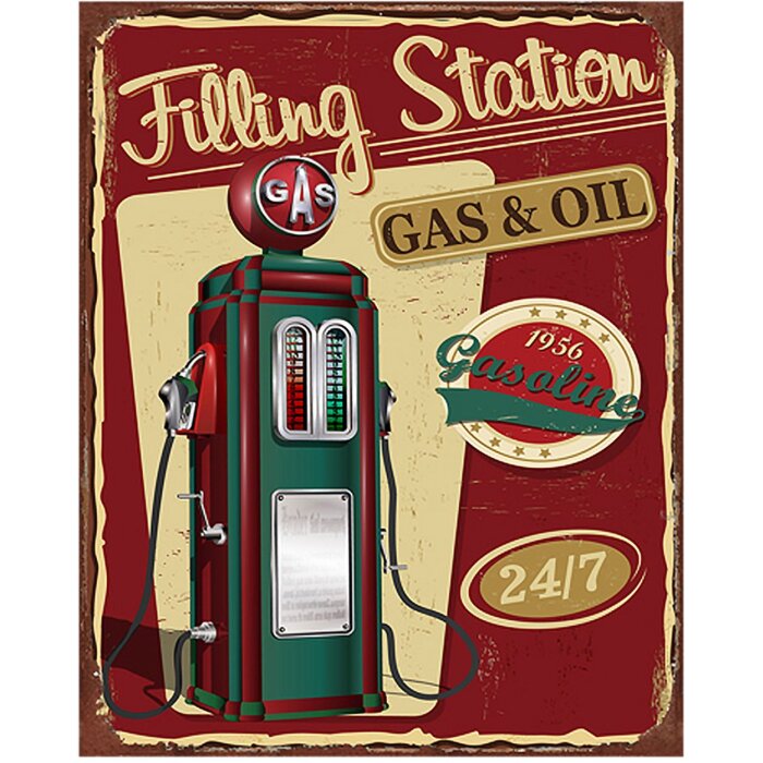 Clayre & Eef 6Y5130 Text Sign 20x1x25 cm Red Petrol Station