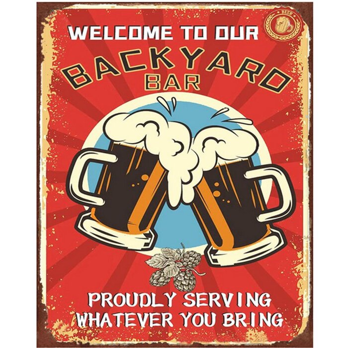 Clayre & Eef 6Y5158 Text Sign 20x1x25 cm Red Backyard Bar