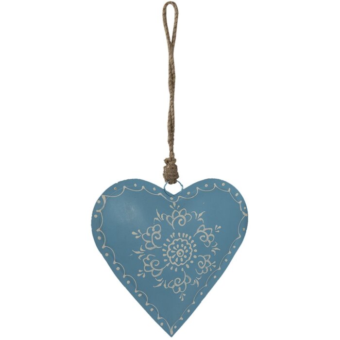 Clayre & Eef 6Y5269 Decoration Pendant Heart 16x5x16 cm Blue