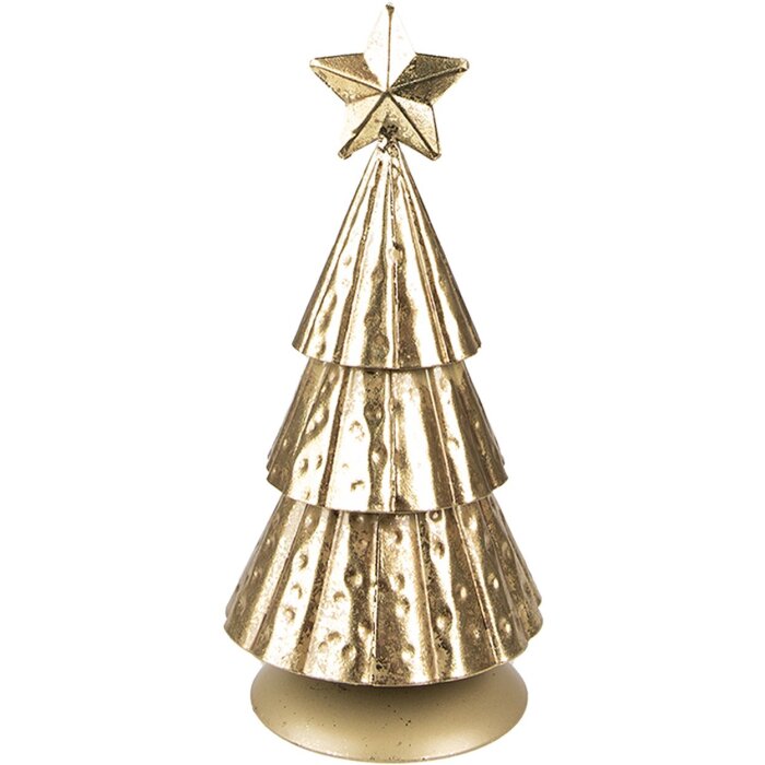 Clayre & Eef 6Y5371 Decoration Christmas Tree Ø 8x20 cm Gold Coloured