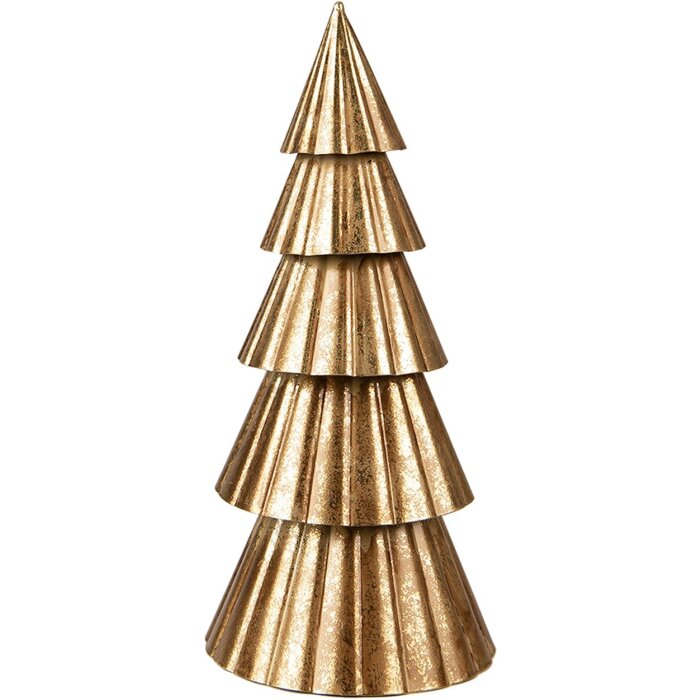 Clayre & Eef 6Y5372 Decoration Christmas Tree Ø 14x30 cm Gold Coloured