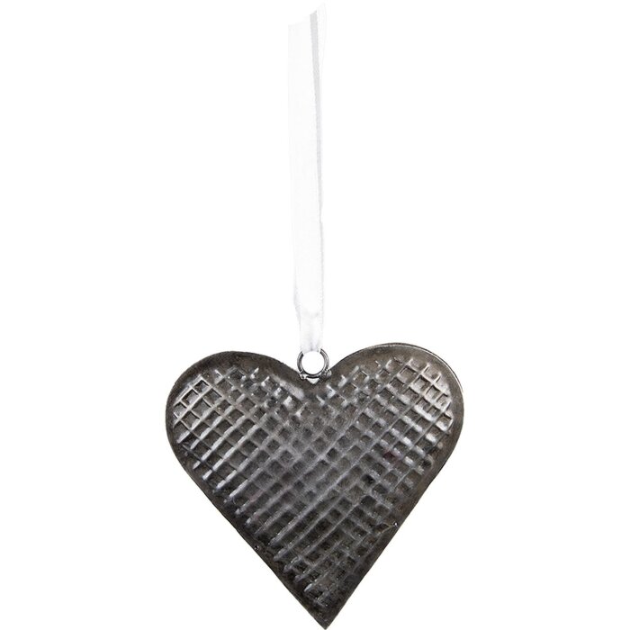 Clayre & Eef 6Y5387L Decoration Pendant Heart 17x3x16 cm Grey