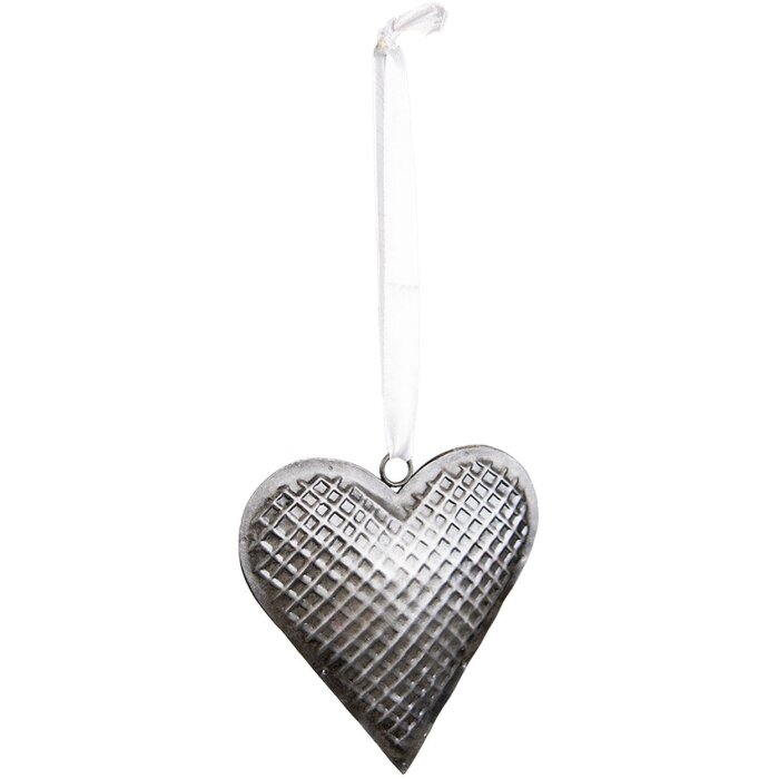 Clayre & Eef 6Y5387M Decoration Pendant Heart 10x2x10 cm Grey