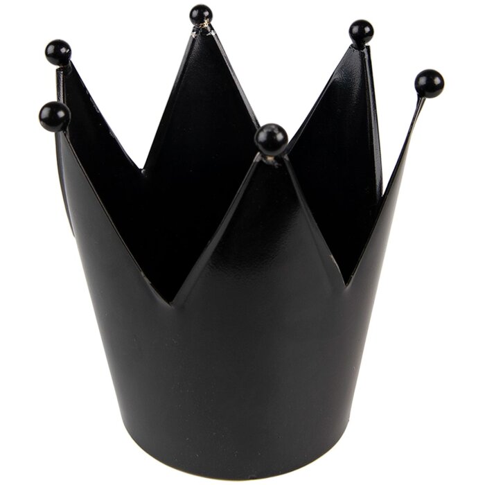 Clayre & Eef 6Y5397S Tealight Holder Crown Ø 13x14 cm Black