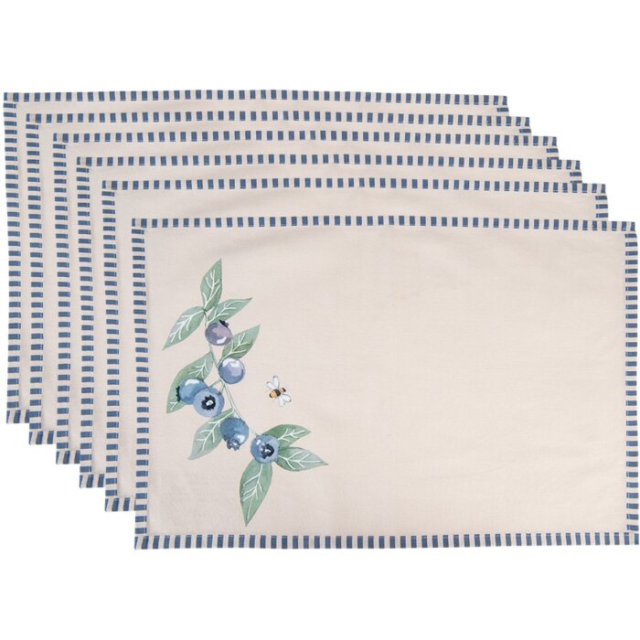 Clayre & Eef BBF40 Placemat (6 pieces) 48x33 cm Beige - Blue