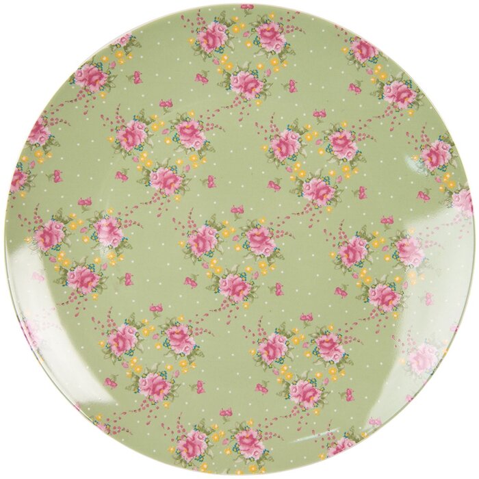 Clayre & Eef CHBFP Large Plate Ø 26x2 cm Green - Beige