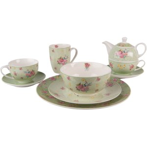 Clayre & Eef CHBKS Coffee Cup and Saucer 12x9x6 cm - Ø 14x2 cm - 200 ml