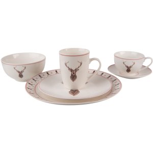 Clayre & Eef COLKS Coffee Cup and Saucer 12x9x6 cm - Ø 14x2 cm - 200 ml