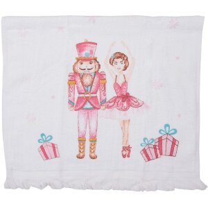 Clayre & Eef CTPNC Guest Towel 40x66 cm White - Pink