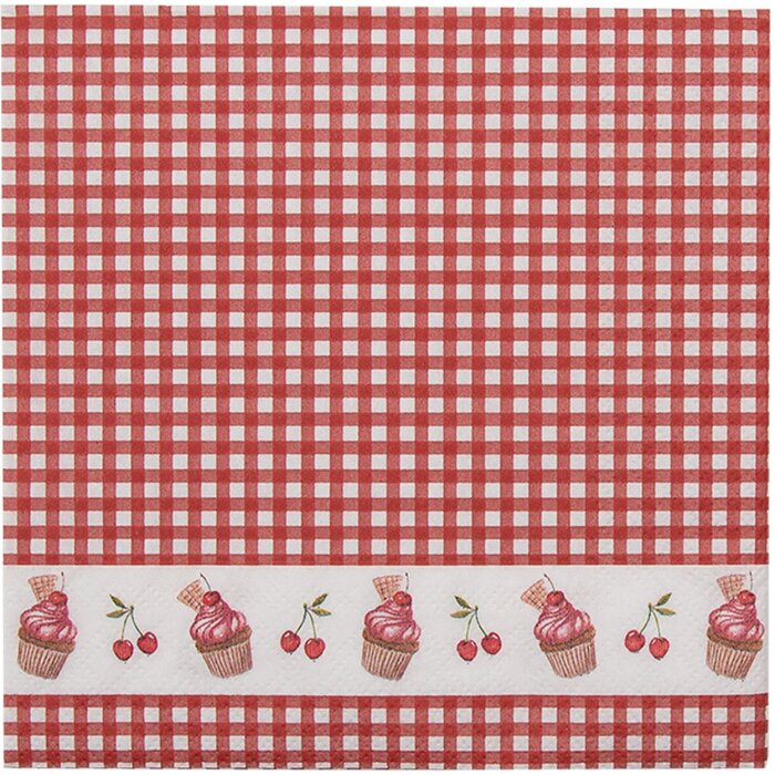 Clayre & Eef CUP73-2 Paper Napkins 33x33 cm (20 pieces) Red - White