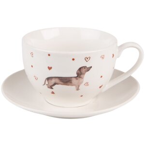 Clayre & Eef DHLKS Coffee Cup and Saucer 12x9x6 cm -...