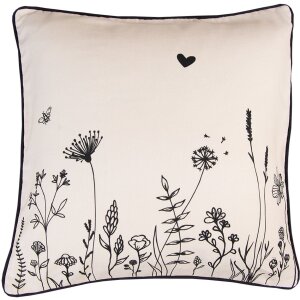 Clayre & Eef FAF21 Cushion Cover 40x40 cm Beige - Black