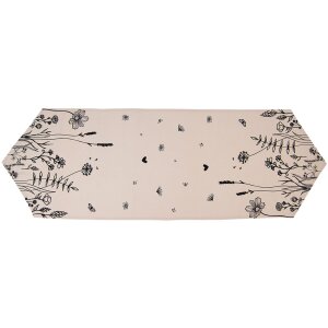 Clayre & Eef FAF65 Table Runner 50x160 cm Beige - Black