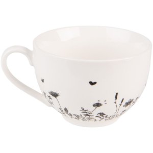 Clayre & Eef FAFKS Coffee Cup and Saucer 12x9x6 cm - Ø 14x2 cm - 200 ml