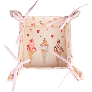 Clayre & Eef FAS47 Bread Basket 35x35x8 cm Beige - Pink