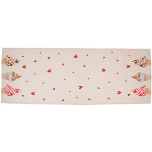 Clayre & Eef FAS64 Table Runner 50x140 cm Beige - Pink