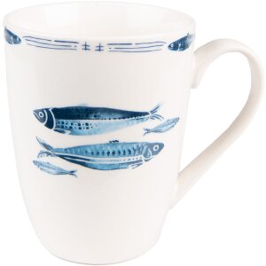 Clayre & Eef FIBMU Mug 12x9x11 cm - 330 ml White - Blue