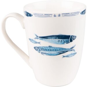 Clayre & Eef FIBMU Mug 12x9x11 cm - 330 ml White - Blue