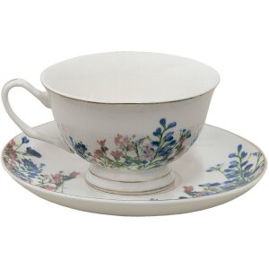 Clayre & Eef FISKS Coffee Cup and Saucer 12x10x6 cm - Ø 15x2 cm - 250 ml