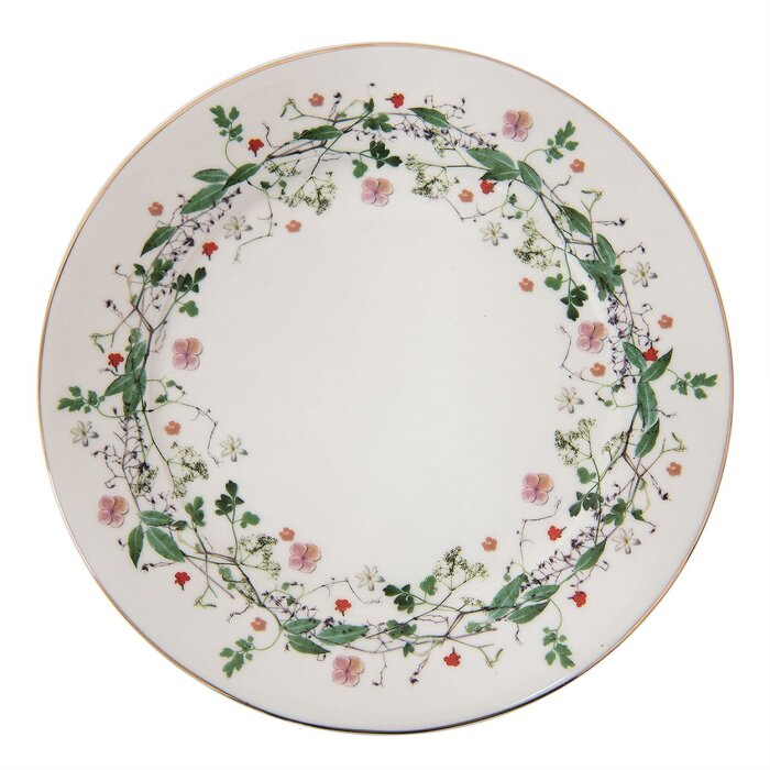 Clayre & Eef FWDP Small Plate Ø 21x2 cm Green Breakfast Plate