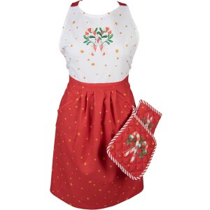 Clayre & Eef HLC41A Apron 70x85 cm Red - Beige