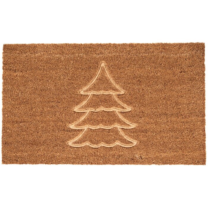 Clayre & Eef MC245 Door Mat 75x45x1 cm Brown Christmas Tree