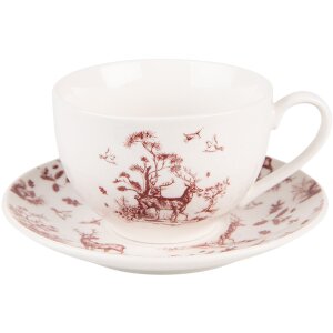 Clayre & Eef PFTKS Coffee Cup and Saucer 12x9x6 cm -...