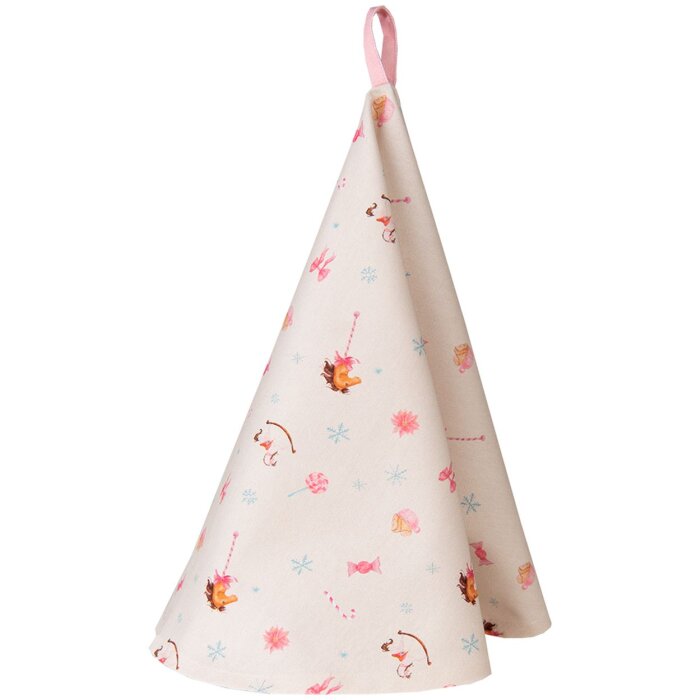 Clayre & Eef PNC48 Kitchen Towel Ø 80 cm Beige - Pink