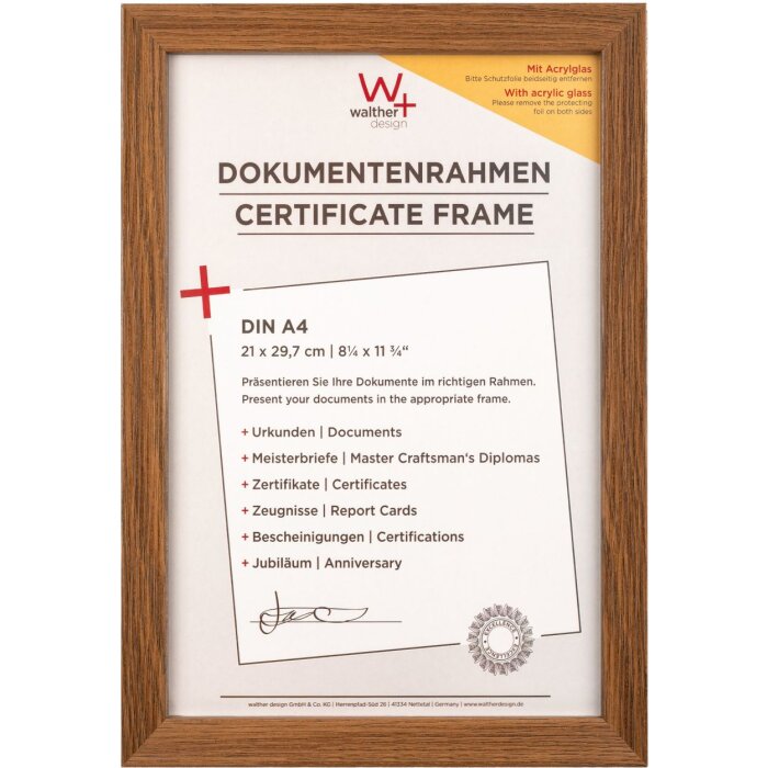 Walther Wooden Frame Fiorito 21x29,7 cm dark oak acrylic glass