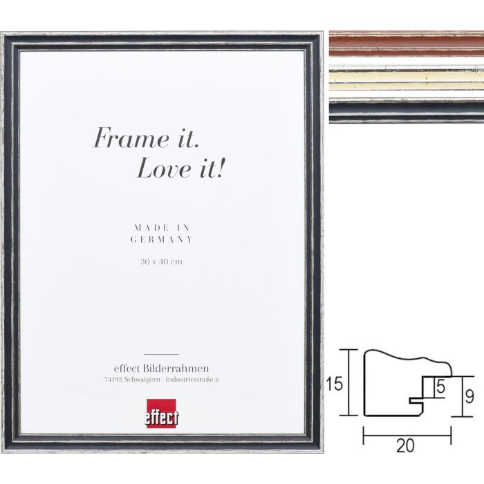 Effect solid wood frame Profile 38 Special formats and glass types