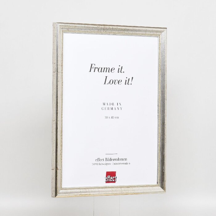 Effect wooden picture frame profile 85 silver 50x75 cm acrylic glass